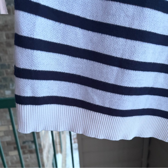 🆕 AQUA Navy & White Striped Knit Sweater Crewneck Oversized Cotton Pullover XXL - Picture 8 of 16